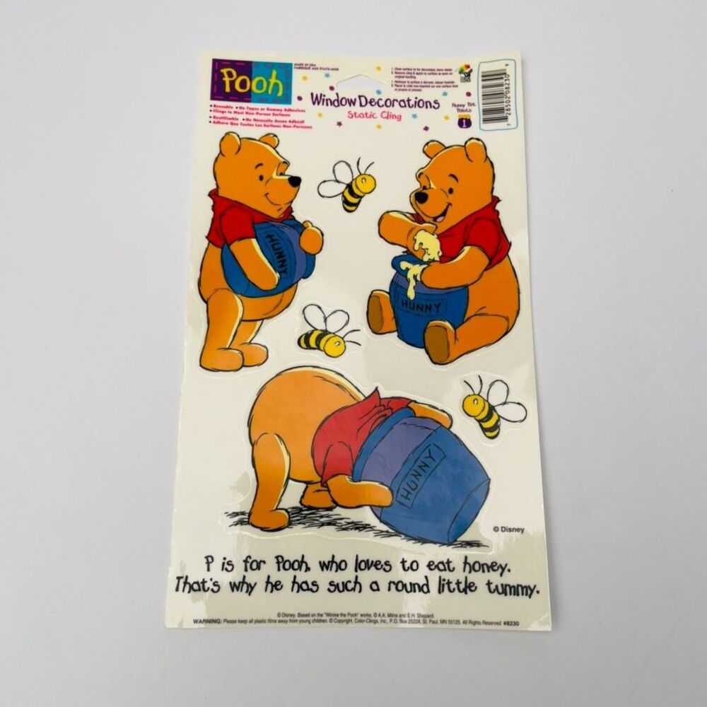Vintage Disney Winnie The Pooh Window Clings Decals Hunny Pot NOS 90s Decor 8230